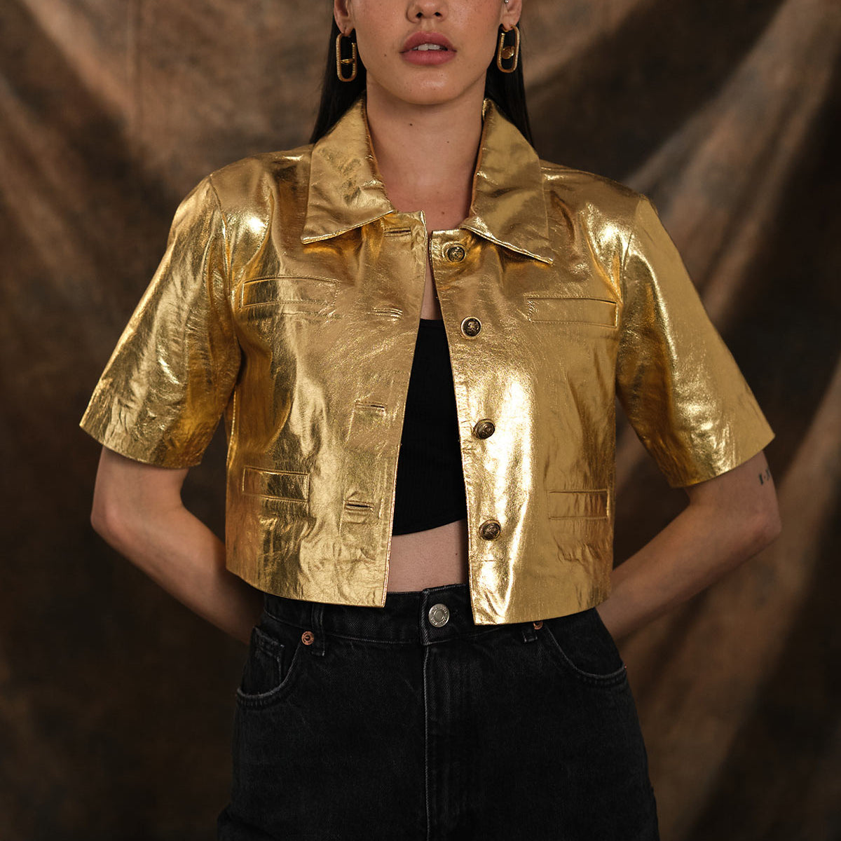 Champagne Gold Leather Shacket – The Leather Tailors