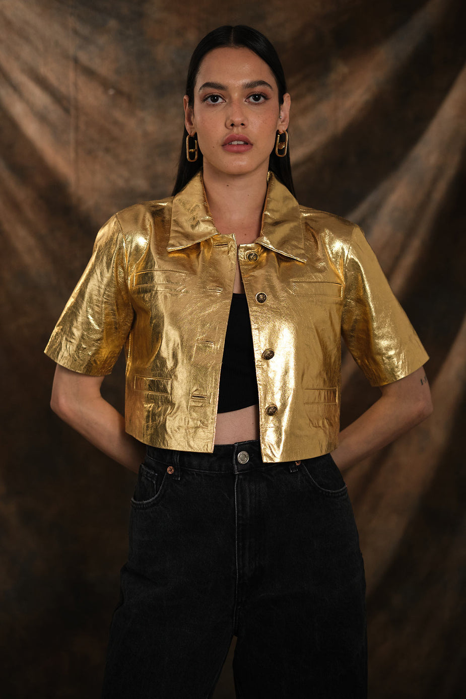Champagne Gold Leather Shacket – The Leather Tailors
